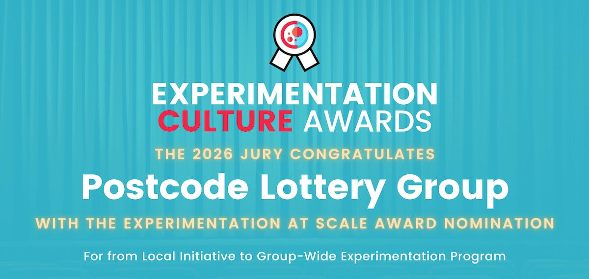Postcode Lottery Group Experimentation Culture Awards 2026 nomination