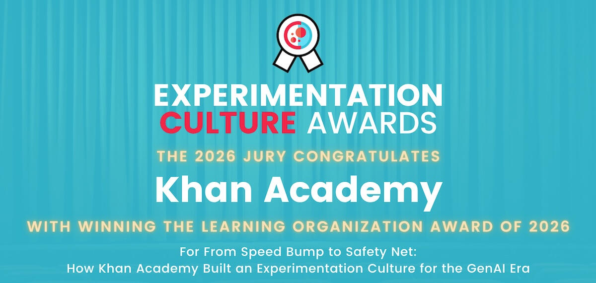 Khan Academy Experimentation Culture Awards 2026 winner